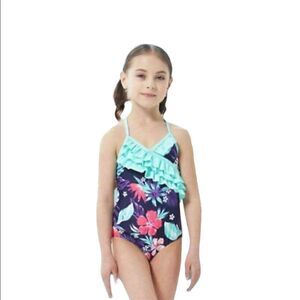 Girls One Piece Swimsuits Ruffle Swimwear Beach,Purple size 13//14
